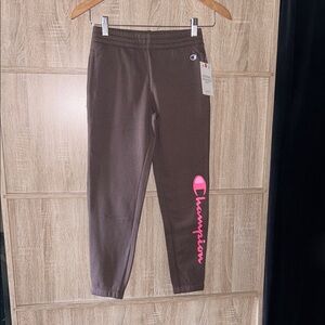 Champion Kids Leggings in Brown with Pink Accent